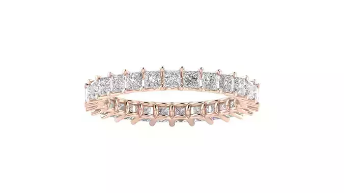 Princess Diamond Eternity Band Ring 3dm STL OBJ Renders Details 3D print model