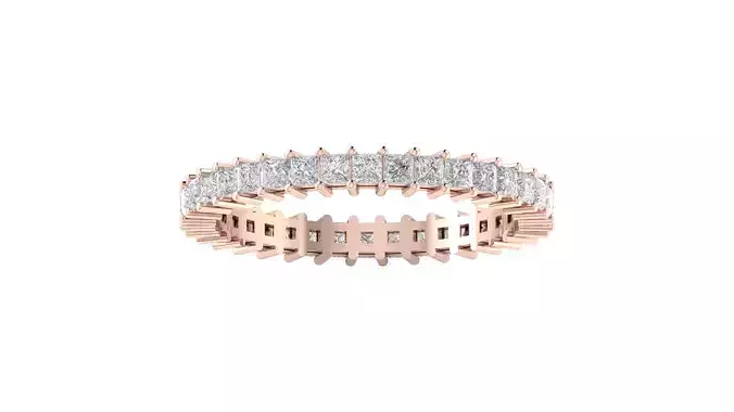 Princess Diamond Eternity Band Ring 3dm STL OBJ Renders Details 3D print model