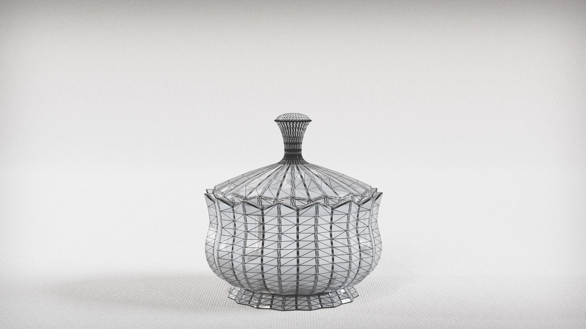 Low-poly Glass Candy Jar  Low-poly 3D model_2