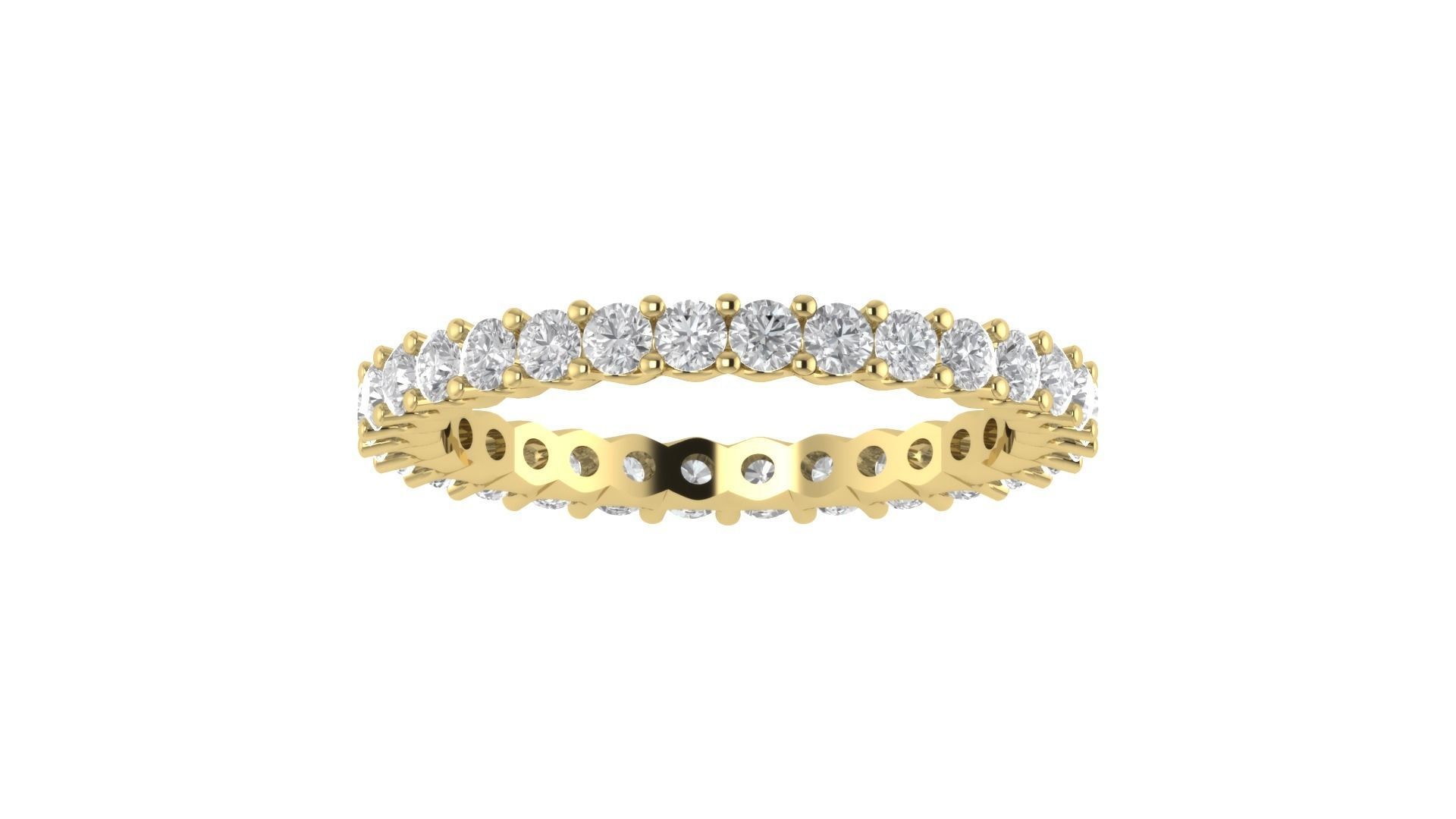 Round Diamond Eternity Band Ring 3dm STL OBJ FBX Renders Details 3D print model_2