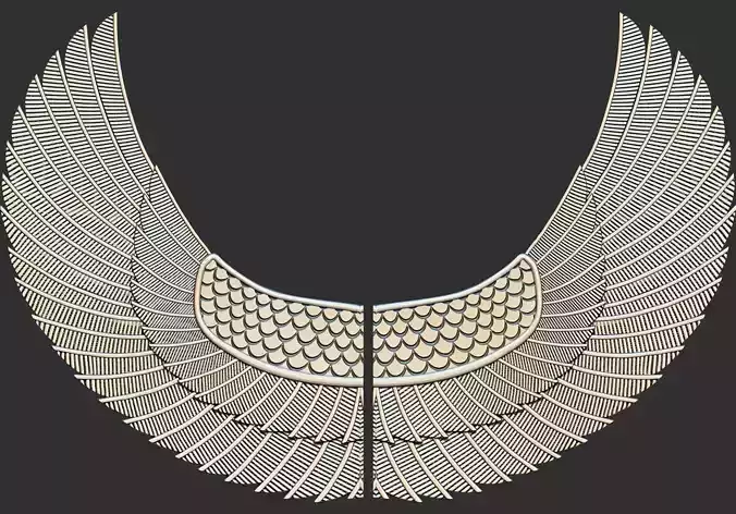 Egyptian God isis curve wing 3d printable model cnc