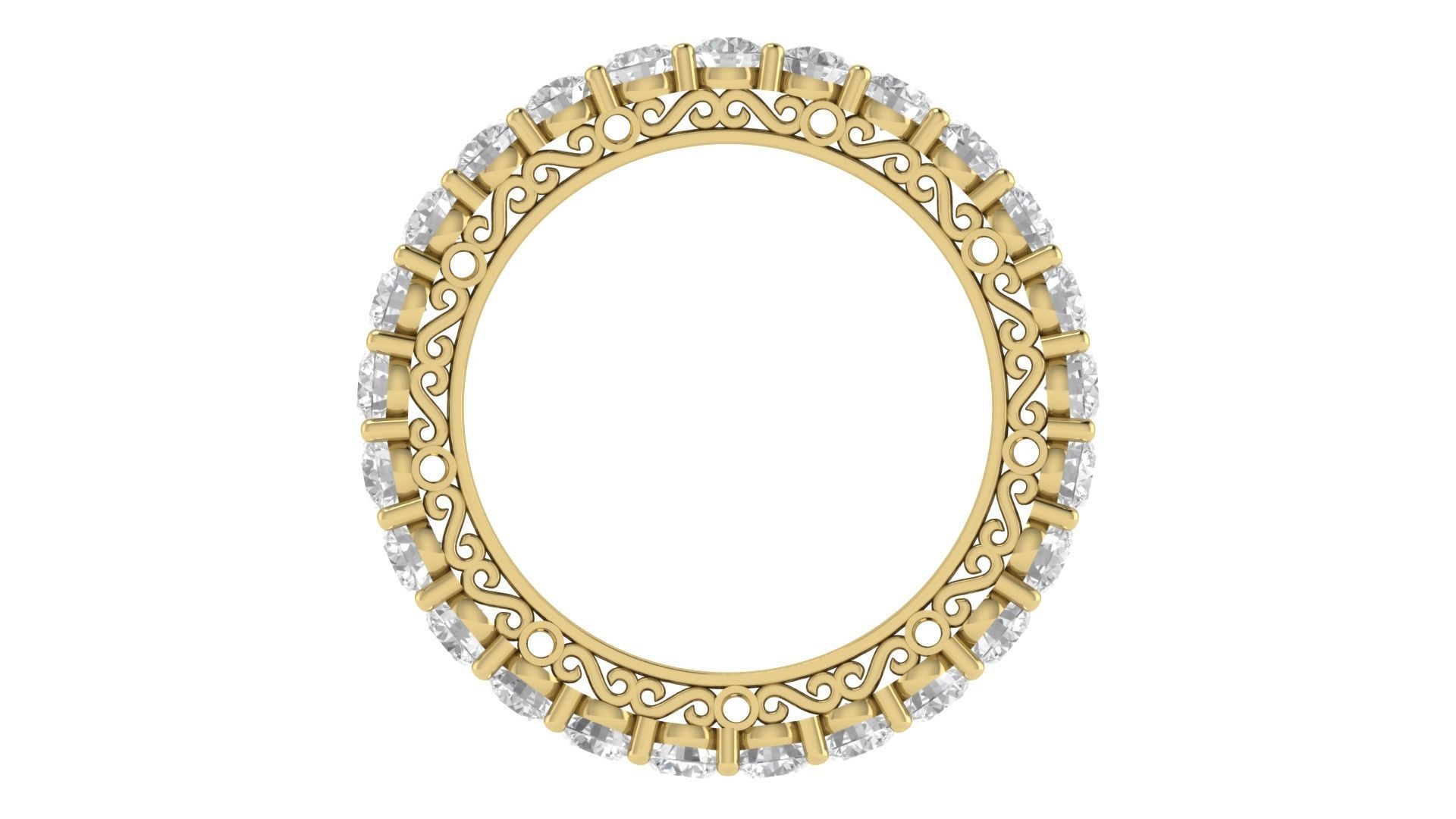 Round Diamond Full Eternity Bridal Ring Matching Band 3D print model_7