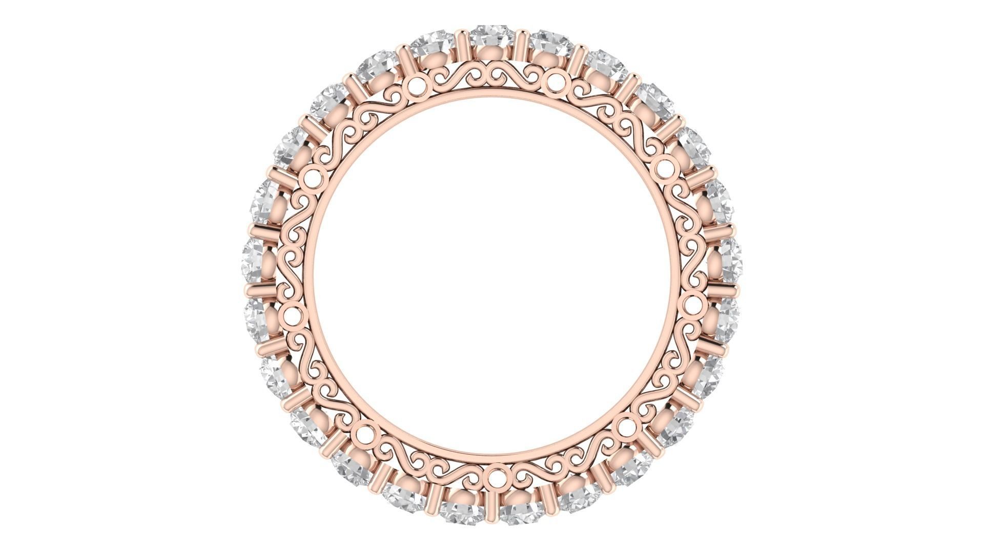 Round Diamond Full Eternity Bridal Ring Matching Band 3D print model_8