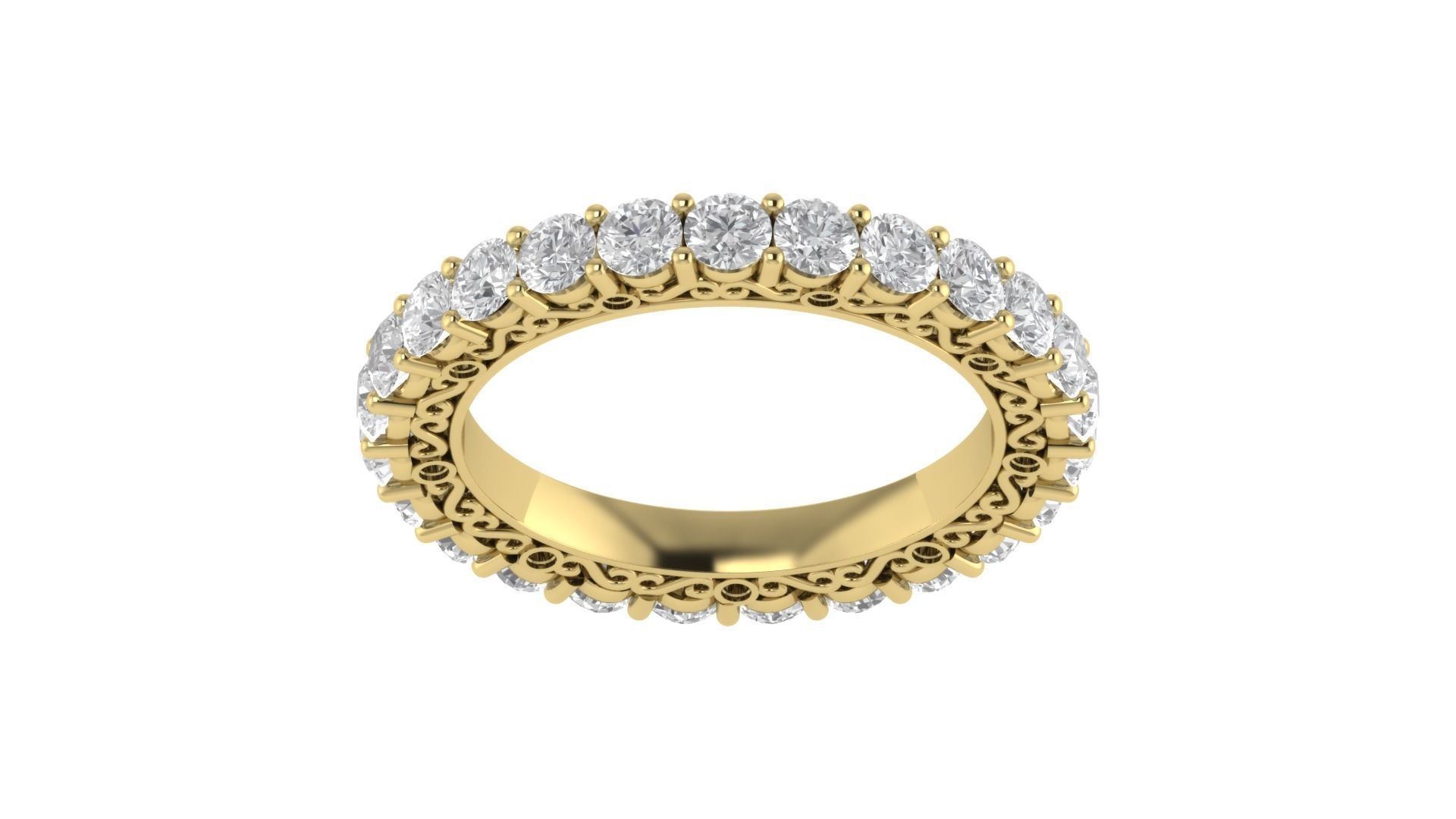 Round Diamond Full Eternity Bridal Ring Matching Band 3D print model_19