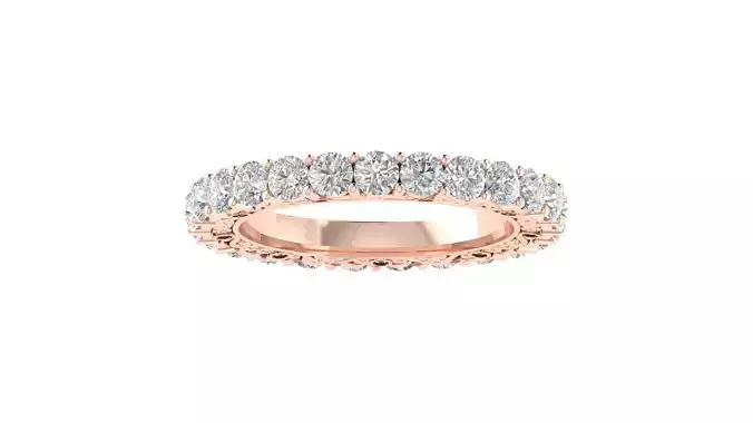 Round Diamond Full Eternity Bridal Ring Matching Band 