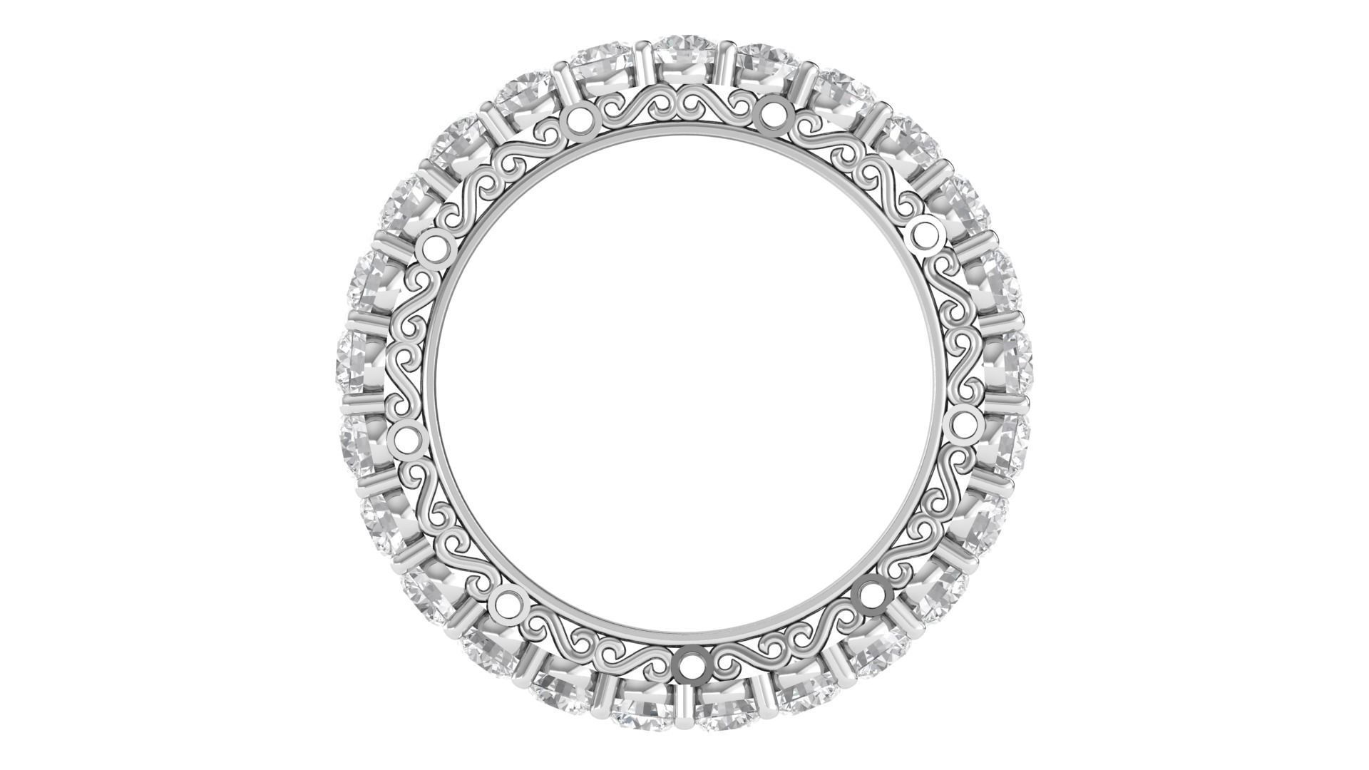 Round Diamond Full Eternity Bridal Ring Matching Band 3D print model_6