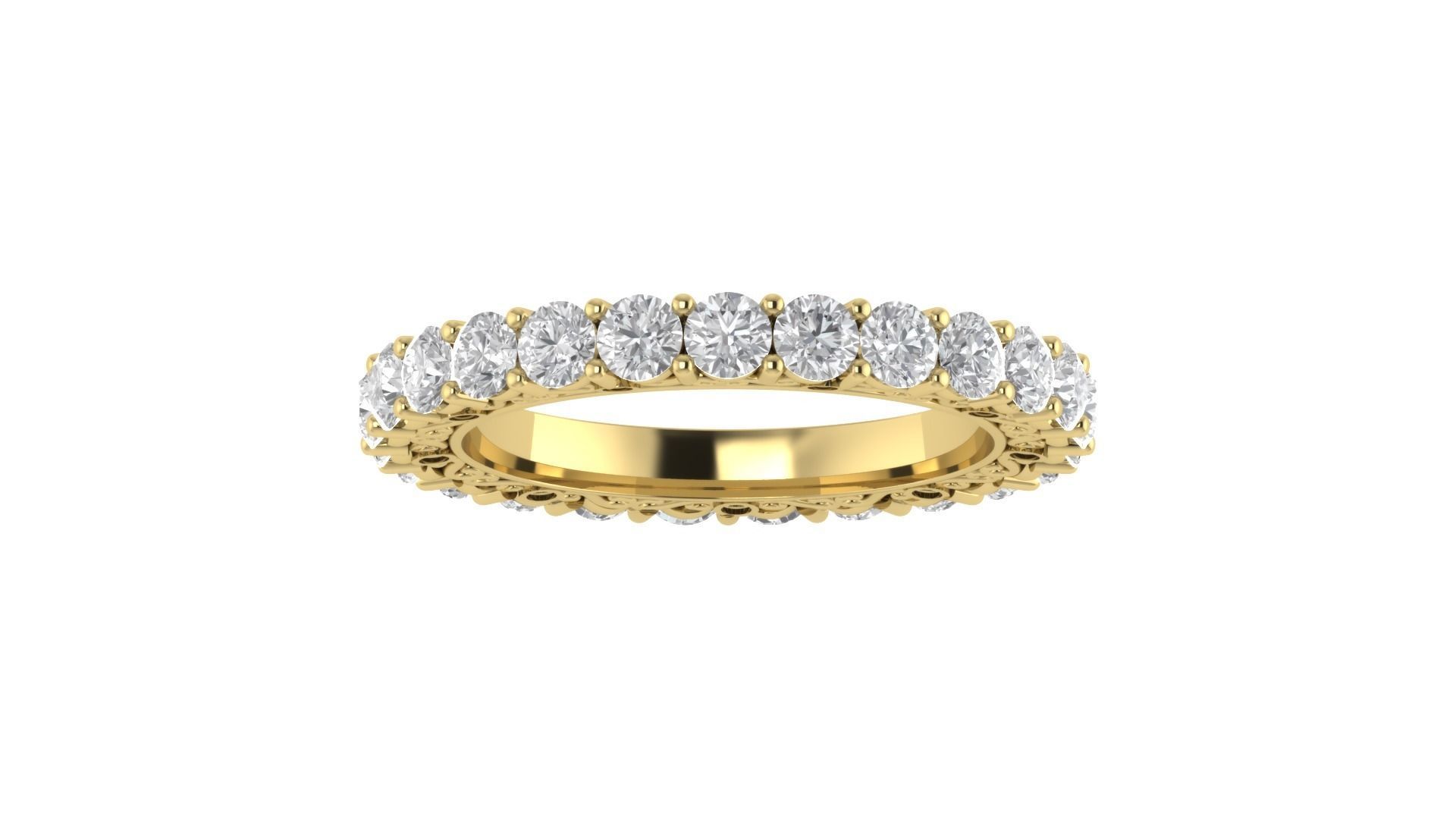 Round Diamond Full Eternity Bridal Ring Matching Band 3D print model_2