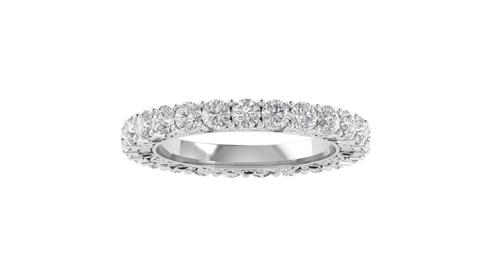 Round Diamond Full Eternity Bridal Ring Matching Band 3D print model_1