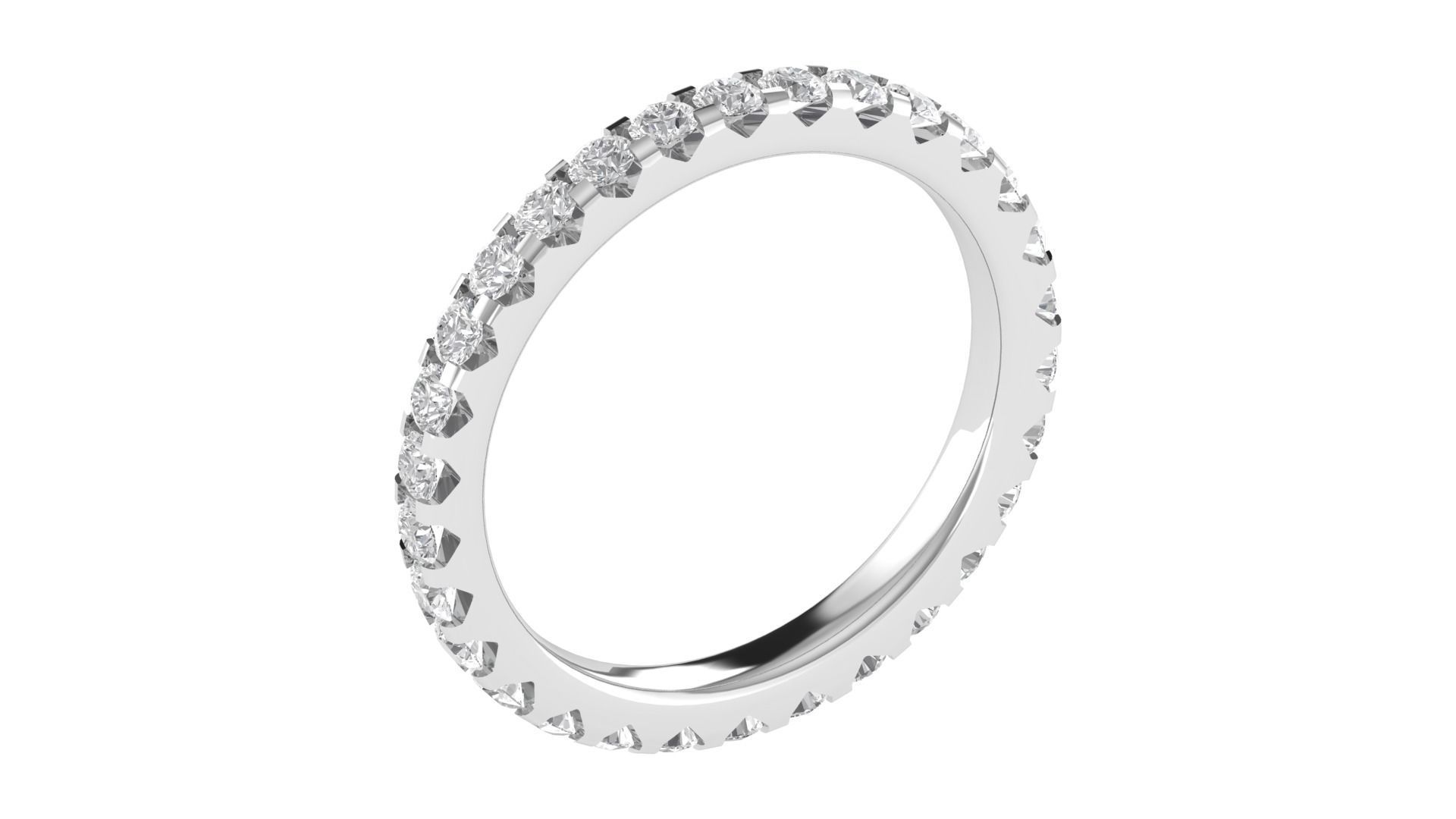 Round Diamond Full Eternity Minimalist Wedding Band Ring 3D print model_3