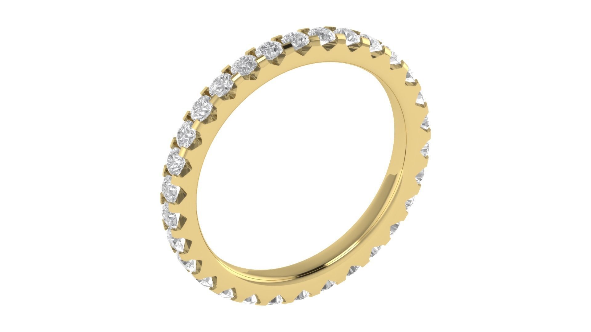 Round Diamond Full Eternity Minimalist Wedding Band Ring 3D print model_5