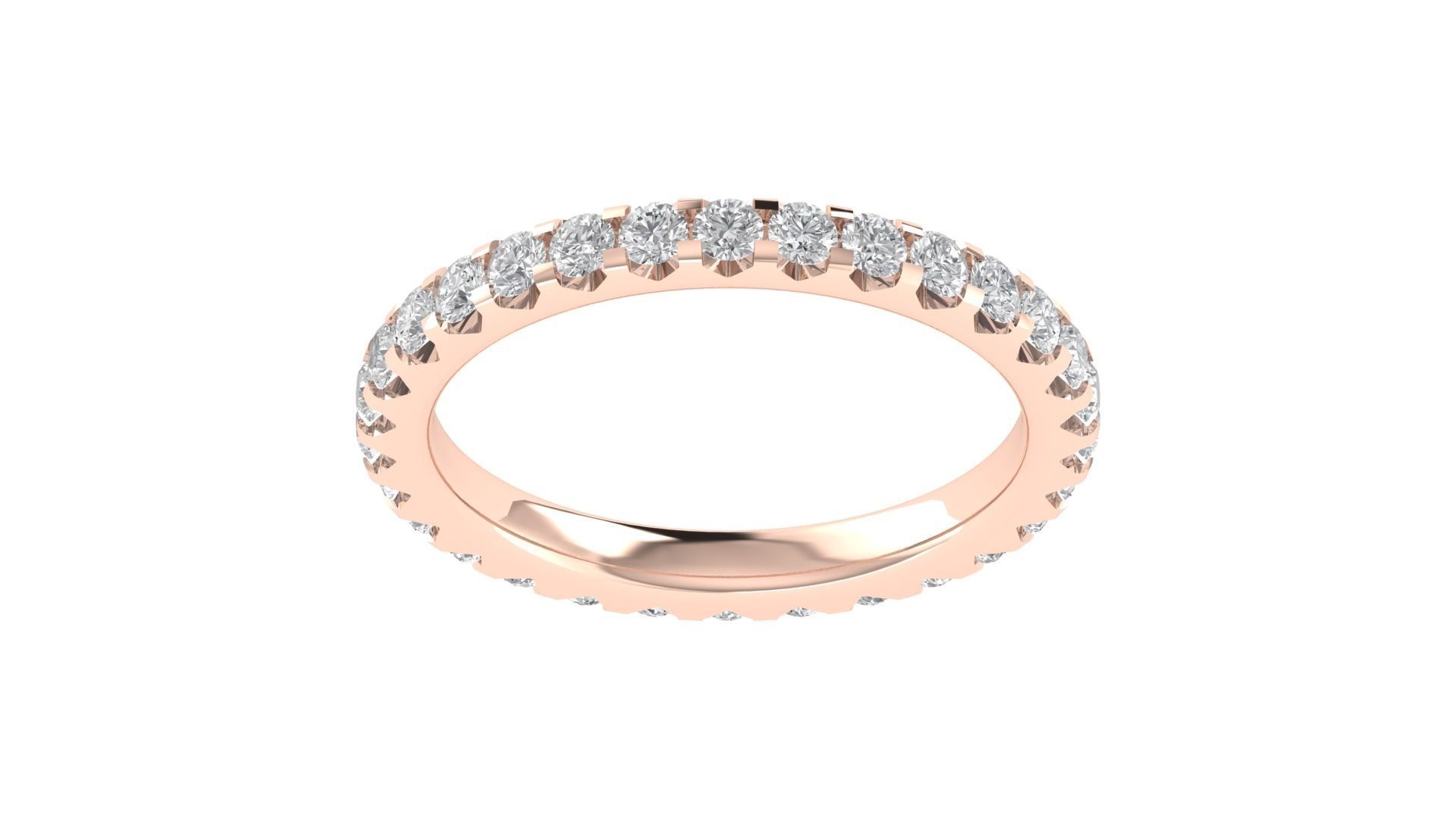 Round Diamond Full Eternity Minimalist Wedding Band Ring 3D print model_18