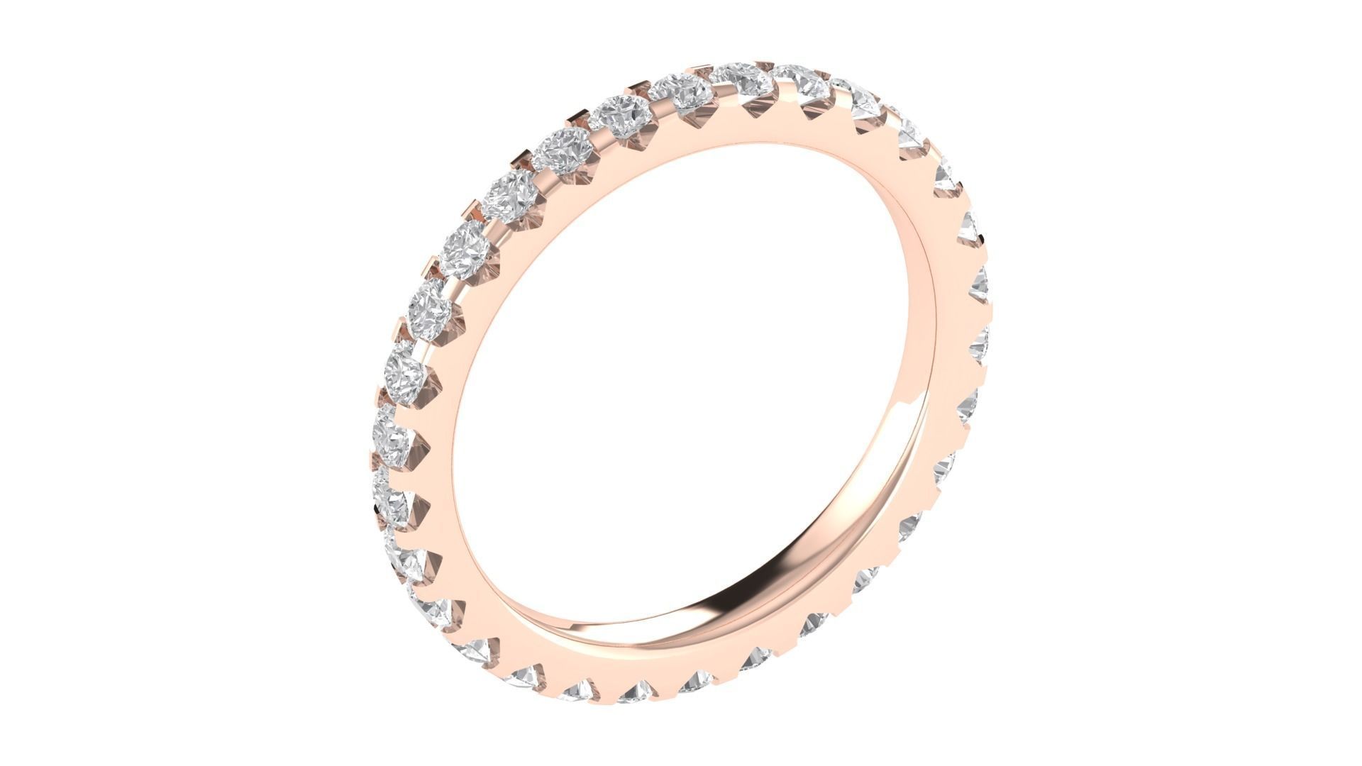 Round Diamond Full Eternity Minimalist Wedding Band Ring 3D print model_4