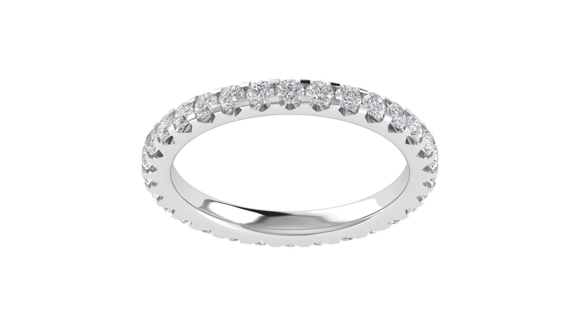 Round Diamond Full Eternity Minimalist Wedding Band Ring 3D print model_19