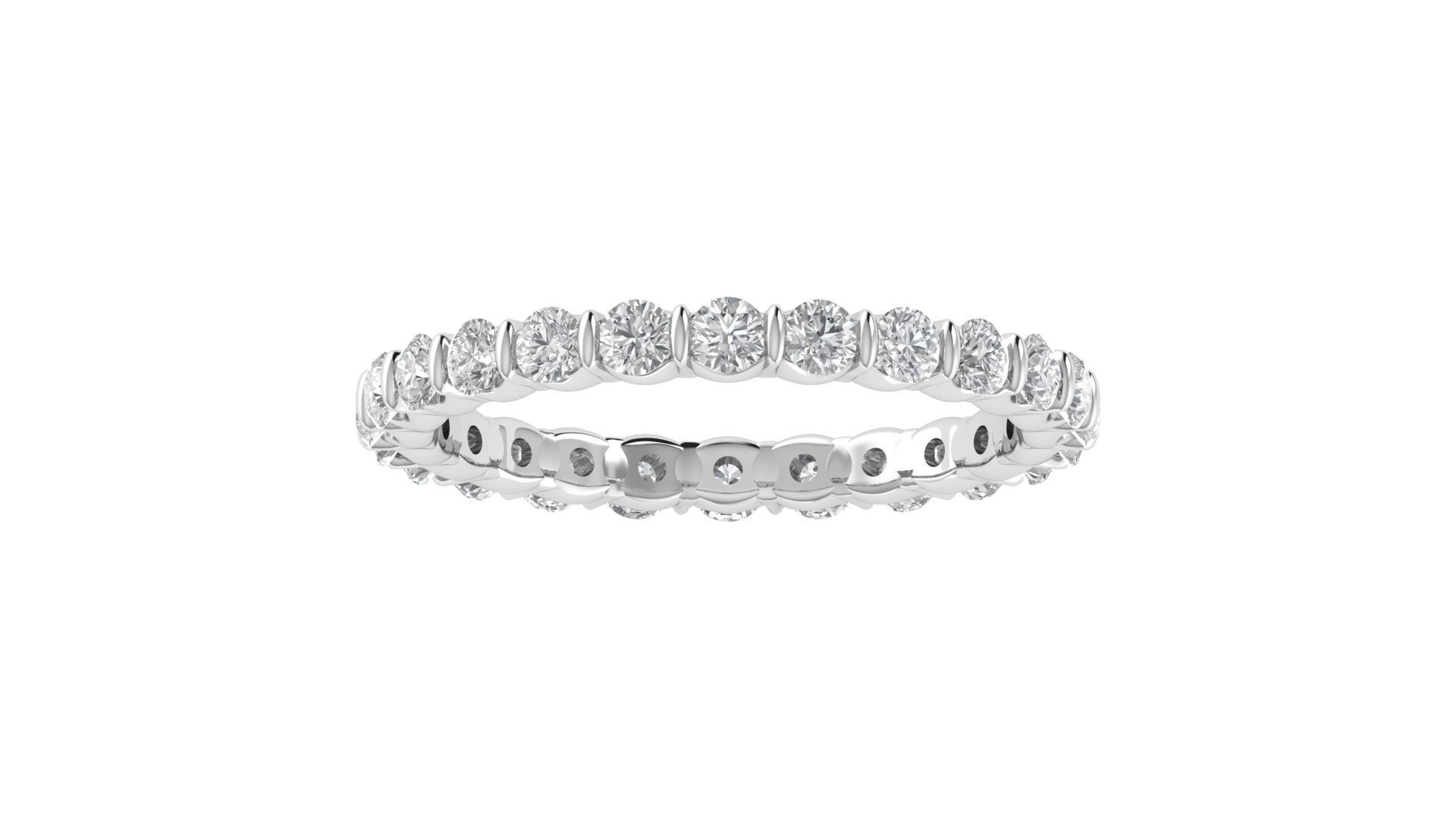 Round Diamond Eternity Band Ring 3dm STL OBJ FBX Renders Details 3D print model_1