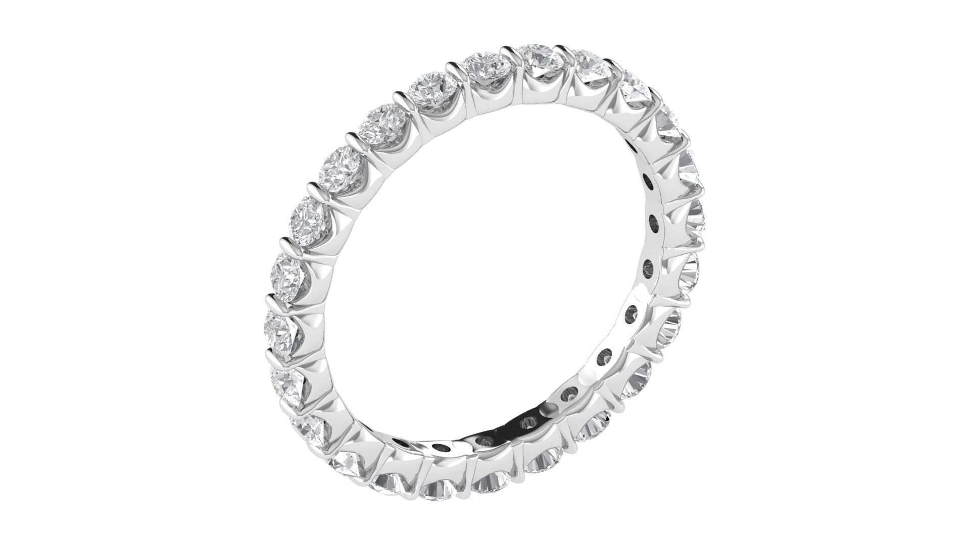 Round Diamond Eternity Band Ring 3dm STL OBJ FBX Renders Details 3D print model_4