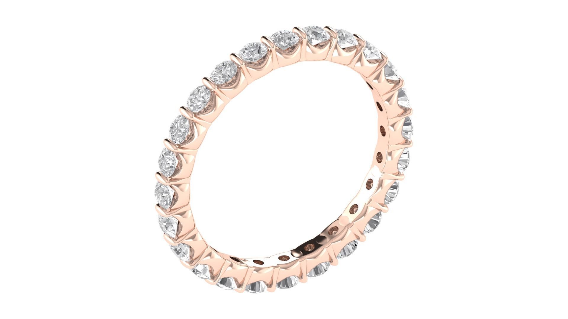 Round Diamond Eternity Band Ring 3dm STL OBJ FBX Renders Details 3D print model_3