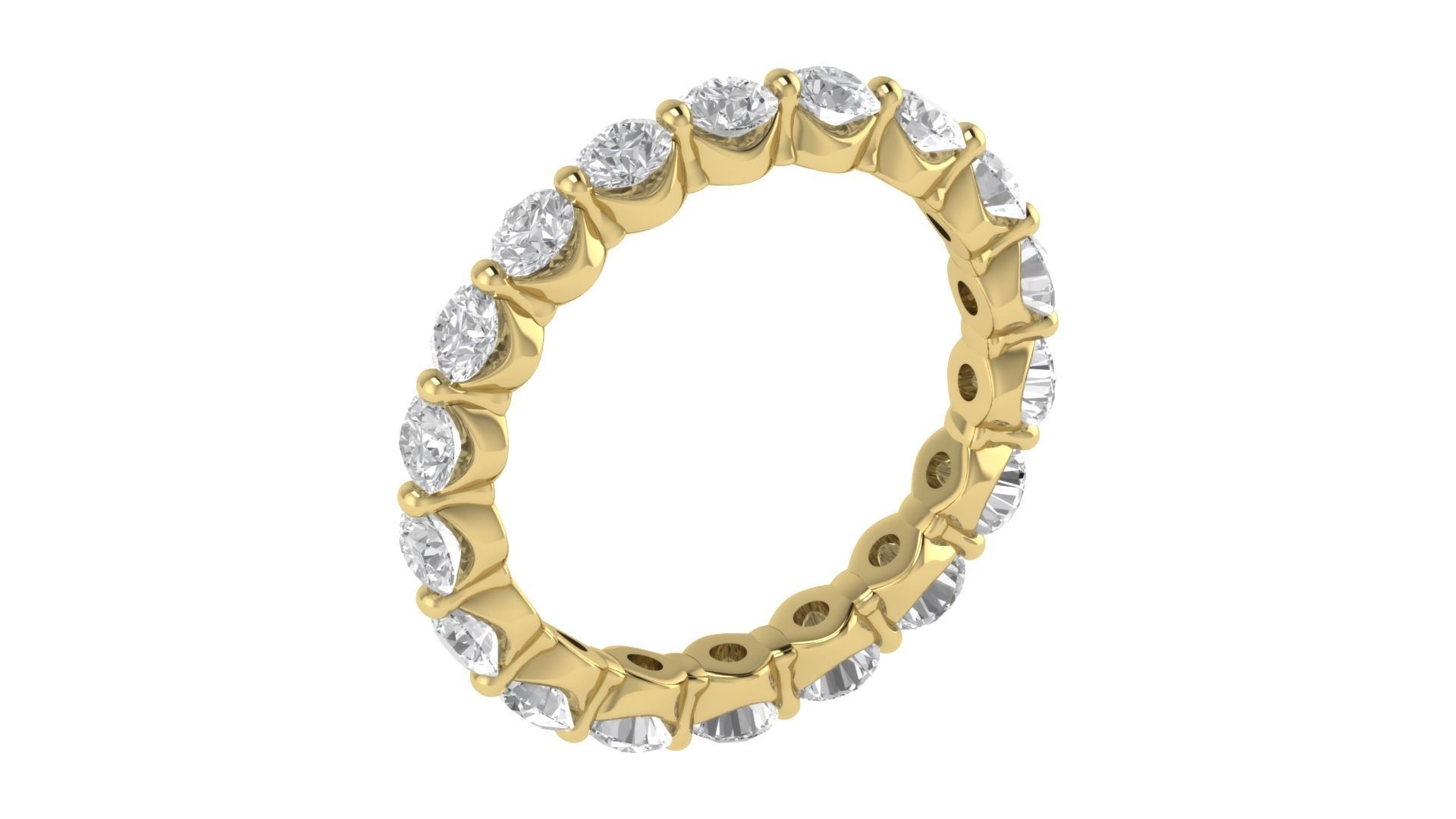 Round Diamond Eternity Band Ring 3dm STL OBJ FBX Renders Details 3D print model_4