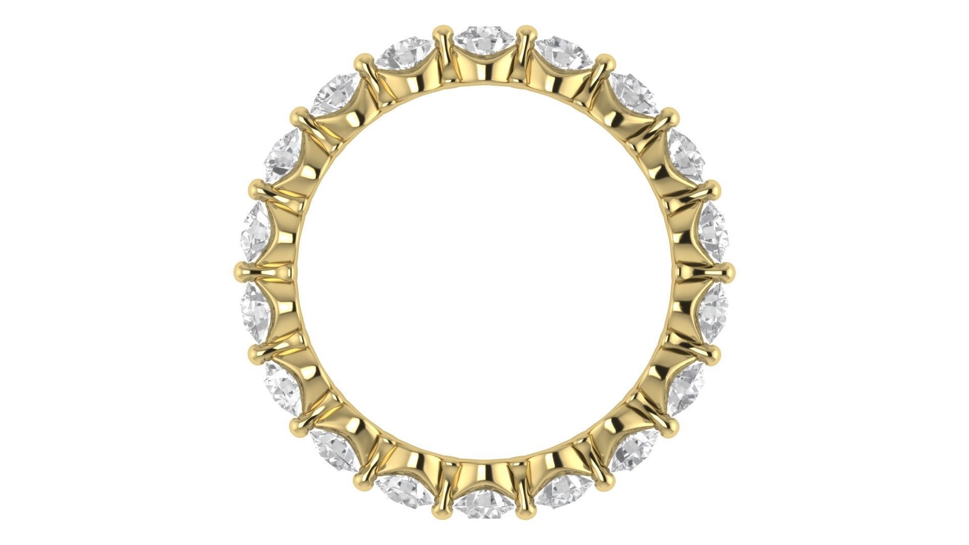 Round Diamond Eternity Band Ring 3dm STL OBJ FBX Renders Details 3D print model_6