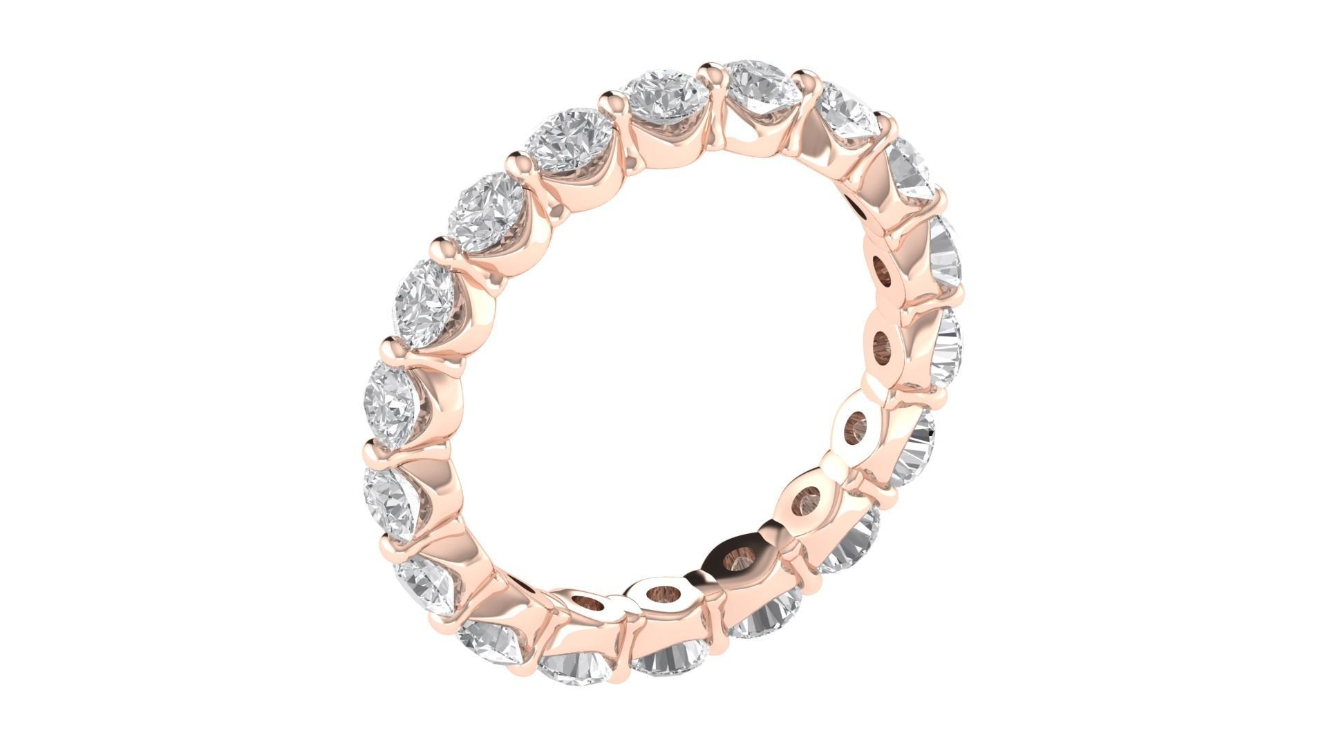 Round Diamond Eternity Band Ring 3dm STL OBJ FBX Renders Details 3D print model_3