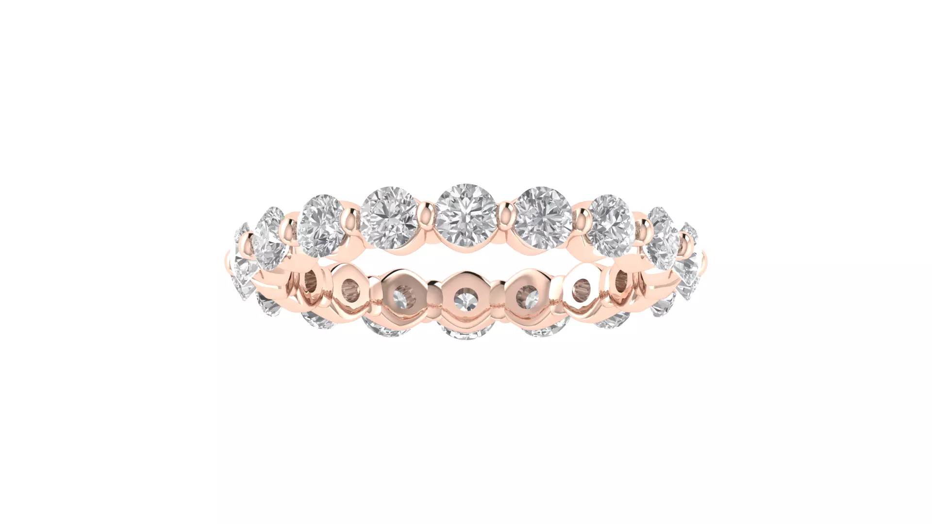 Round Diamond Eternity Band Ring 3dm STL OBJ FBX Renders Details 3D print model_0