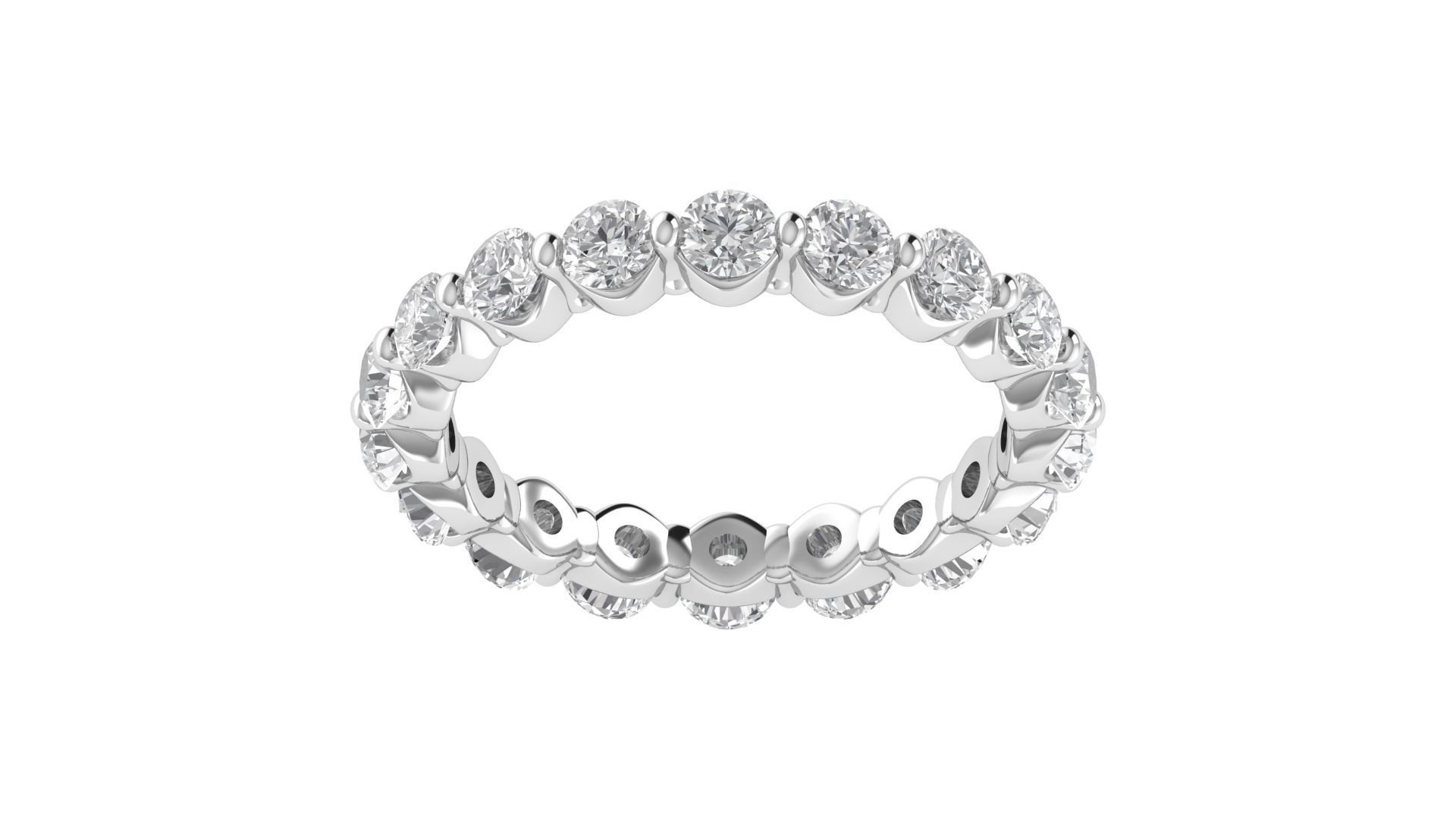 Round Diamond Eternity Band Ring 3dm STL OBJ FBX Renders Details 3D print model_18