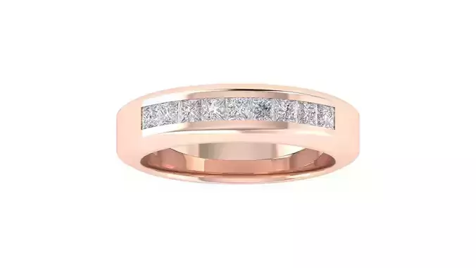 Princess Diamond Half Eternity Band Ring 3dm STL OBJ Renders 3D print model