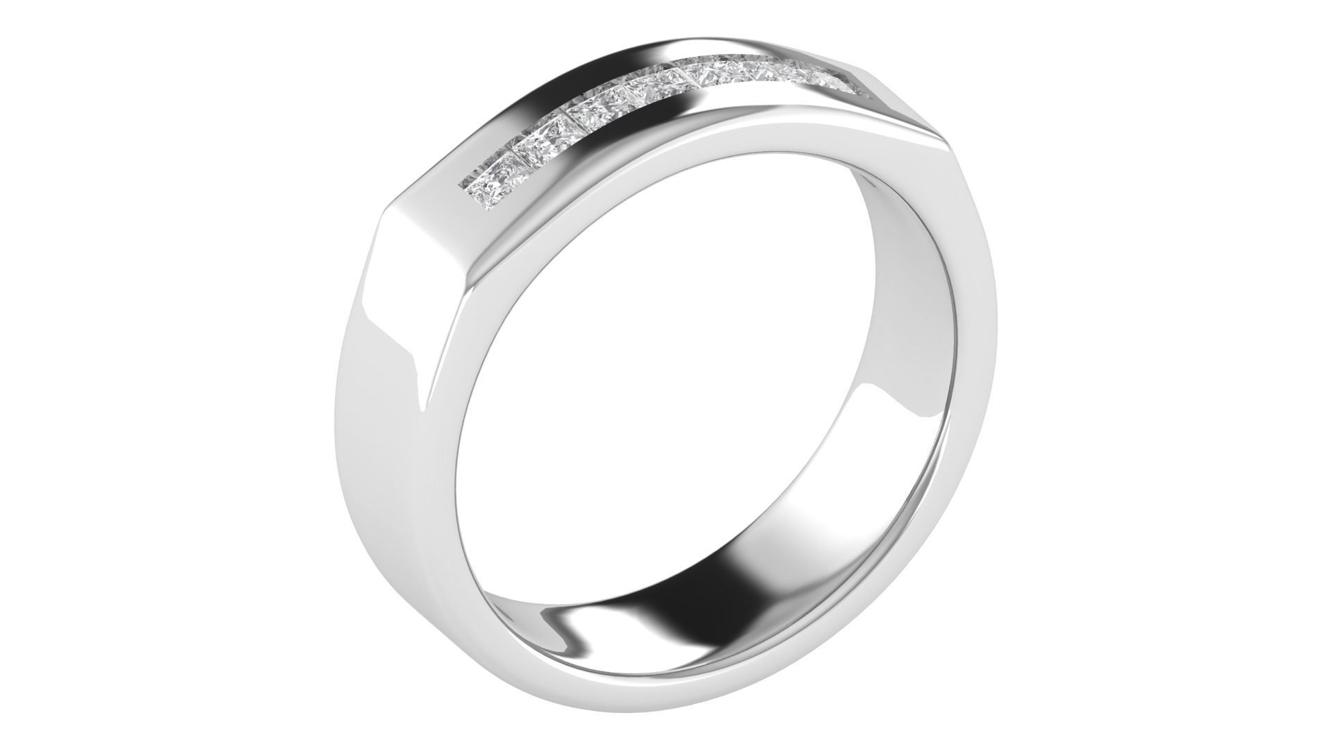 Half Eternity Diamond Band Ring 3dm STL OBJ FBX Renders Details 3D print model_4