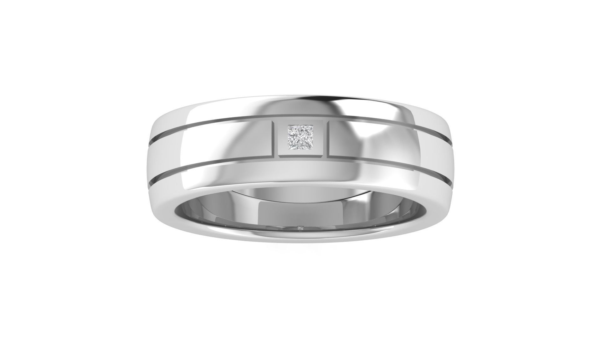 Plain Wedding Band Ring 3dm STL OBJ FBX Renders Details 3D print model_1