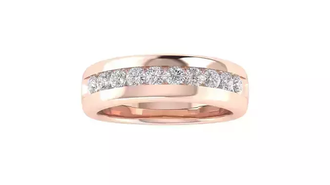 Half Eternity Wedding Band Ring 3dm STL OBJ FBX Renders Details 3D print model