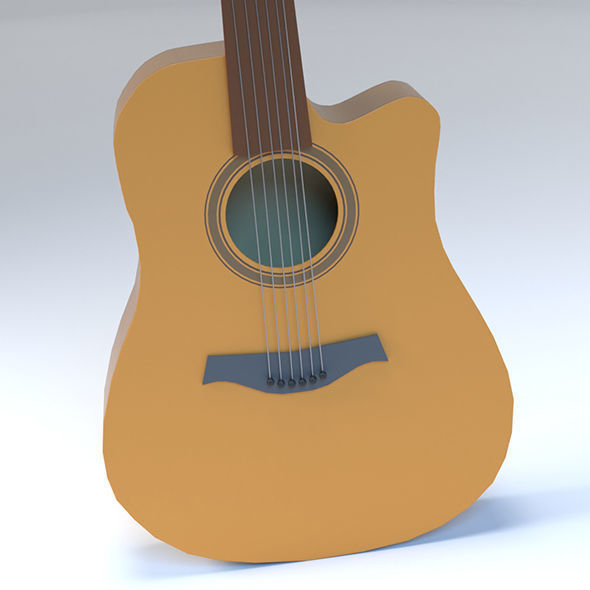 Guitar orange acoustic 3D model_1
