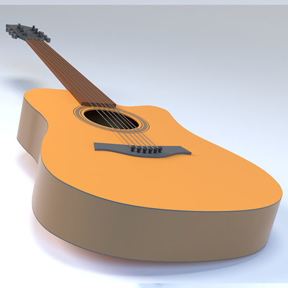 Guitar orange acoustic 3D model_3