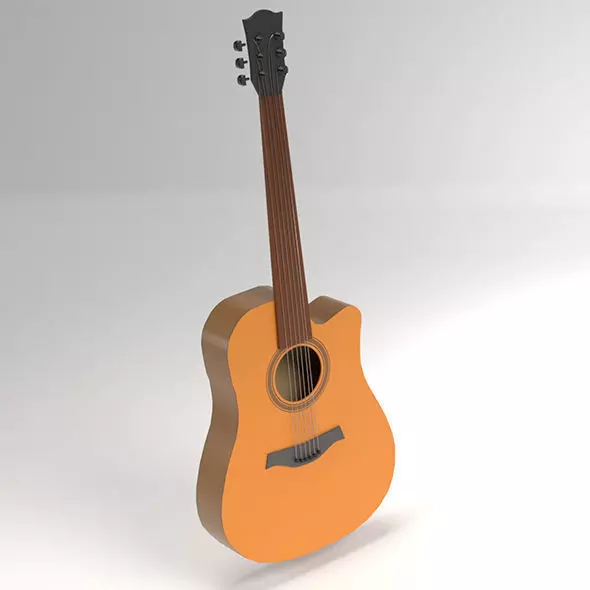 Guitar orange acoustic 3D model_0
