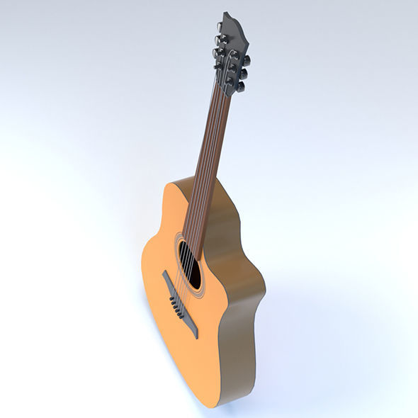 Guitar orange acoustic 3D model_2