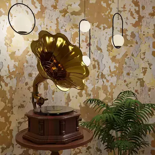 Gramophone 3D model gold