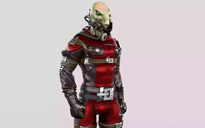 Sci-Fi Alien Character Game ready Low-poly 3D model