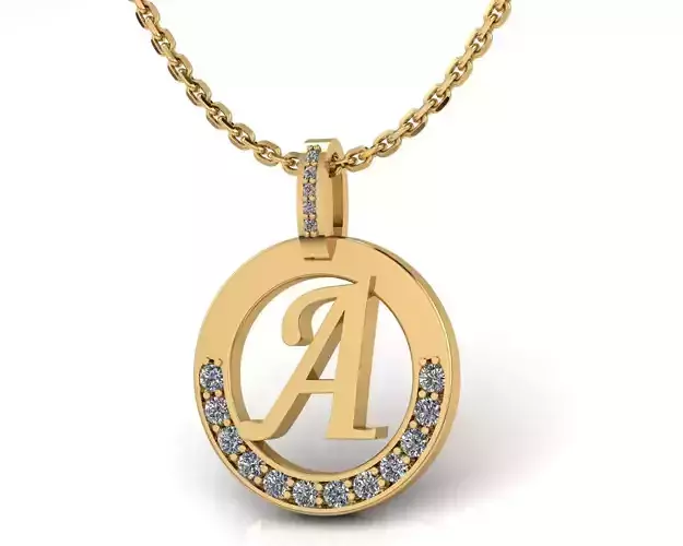 A LetterPendant pendant with letter and crystals 3D print model