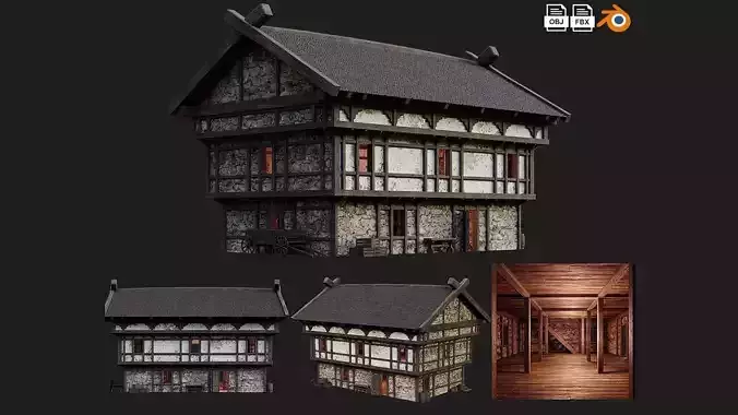 Old Medieval Building House 4K Textures GameReady 49