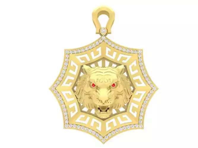 diamond zodiac tiger pendant 3618