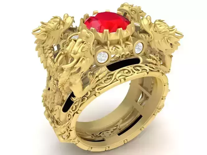 fengshui lucky china dragon men ring 3616