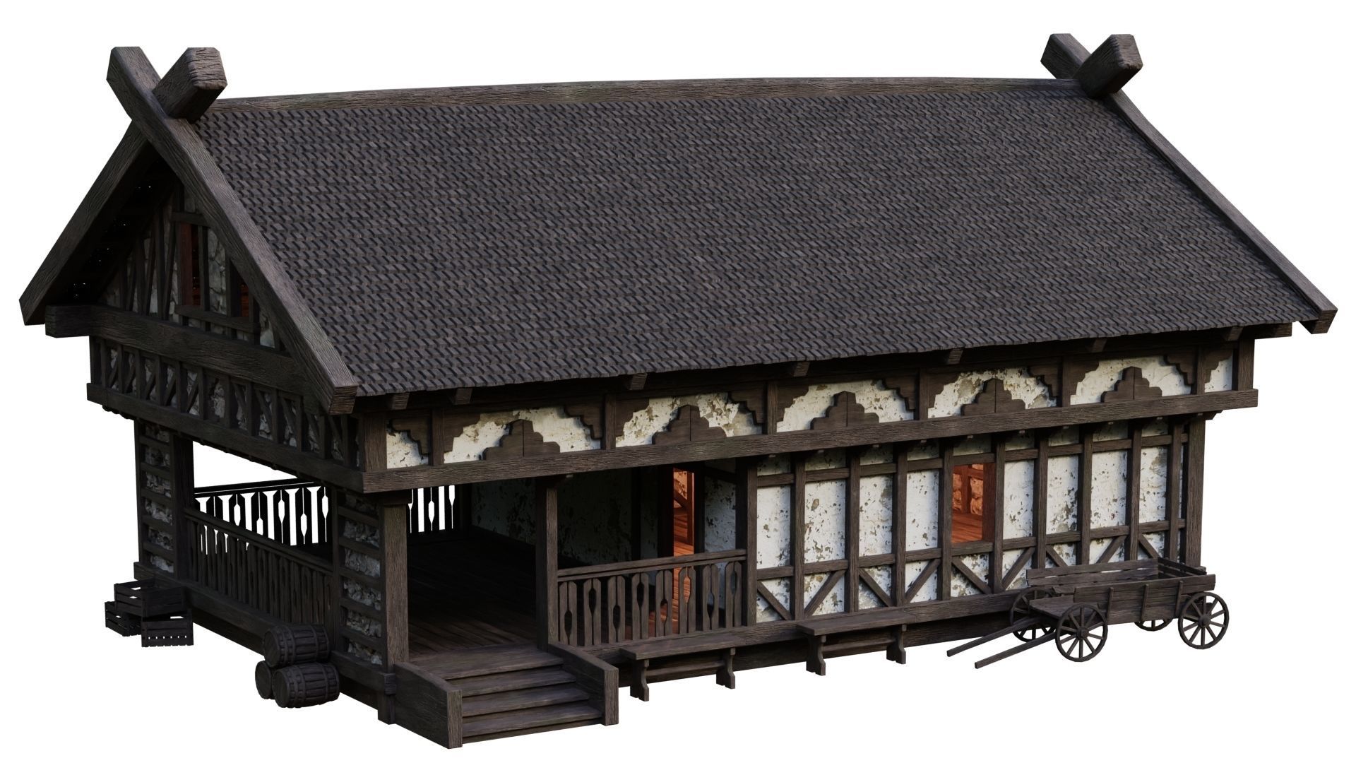 Old Medieval Building House 4K Textures GameReady 50 Low-poly 3D model_3