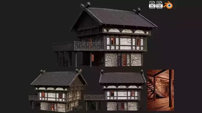 Old Medieval Building House 4K Textures GameReady 51