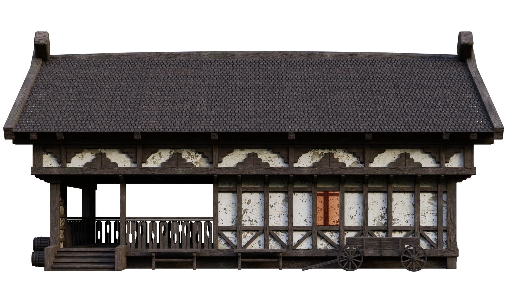 4 Old Medieval Building House Pack 4K Tex GameReady 49 to 52 Low-poly 3D model_26