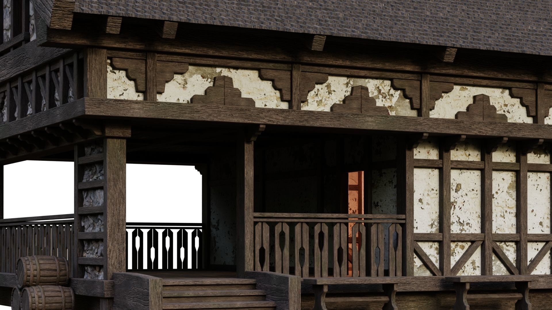 4 Old Medieval Building House Pack 4K Tex GameReady 49 to 52 Low-poly 3D model_20