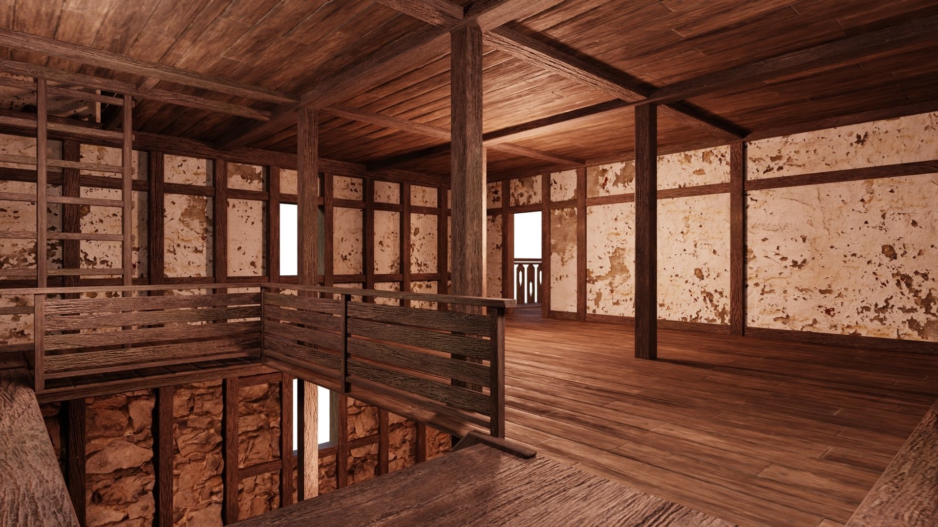 4 Old Medieval Building House Pack 4K Tex GameReady 49 to 52 Low-poly 3D model_43