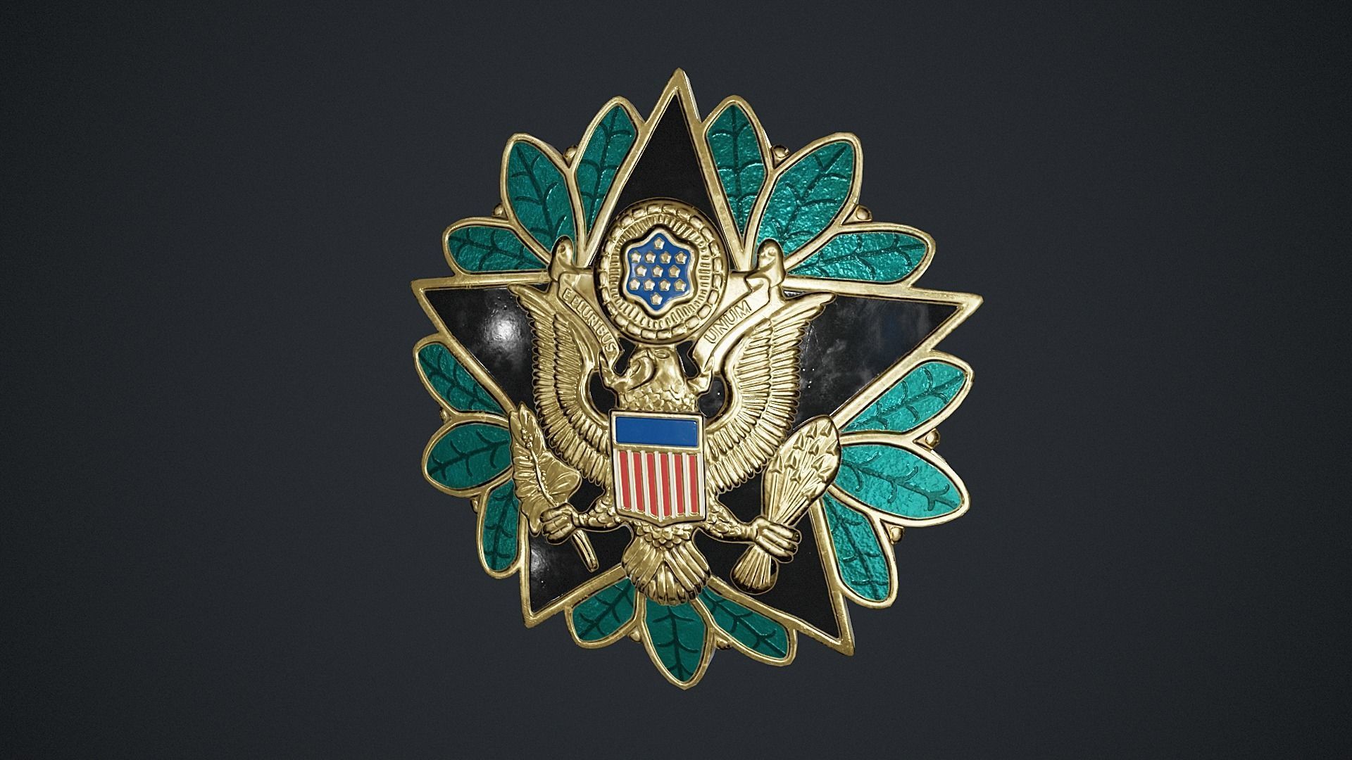 Army Staff Badge Low-poly 3D model_1