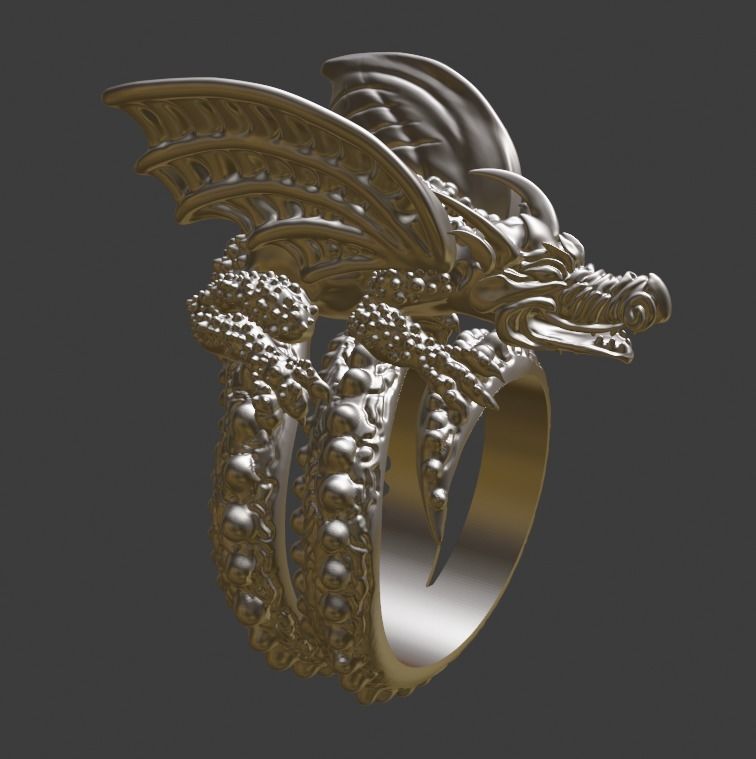 Dragon Ring - The Sorcerers Apprentice 3D print model_1