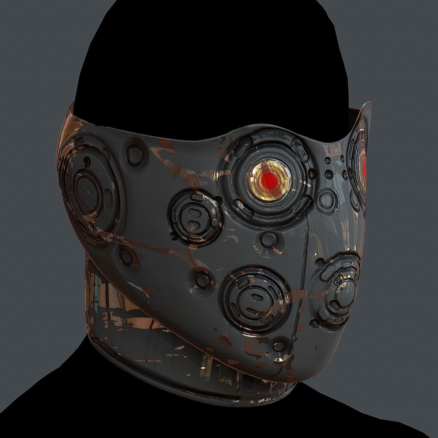 Gas mask helmet 3d model scifi Low-poly Low-poly 3D model Low-poly 3D model_3