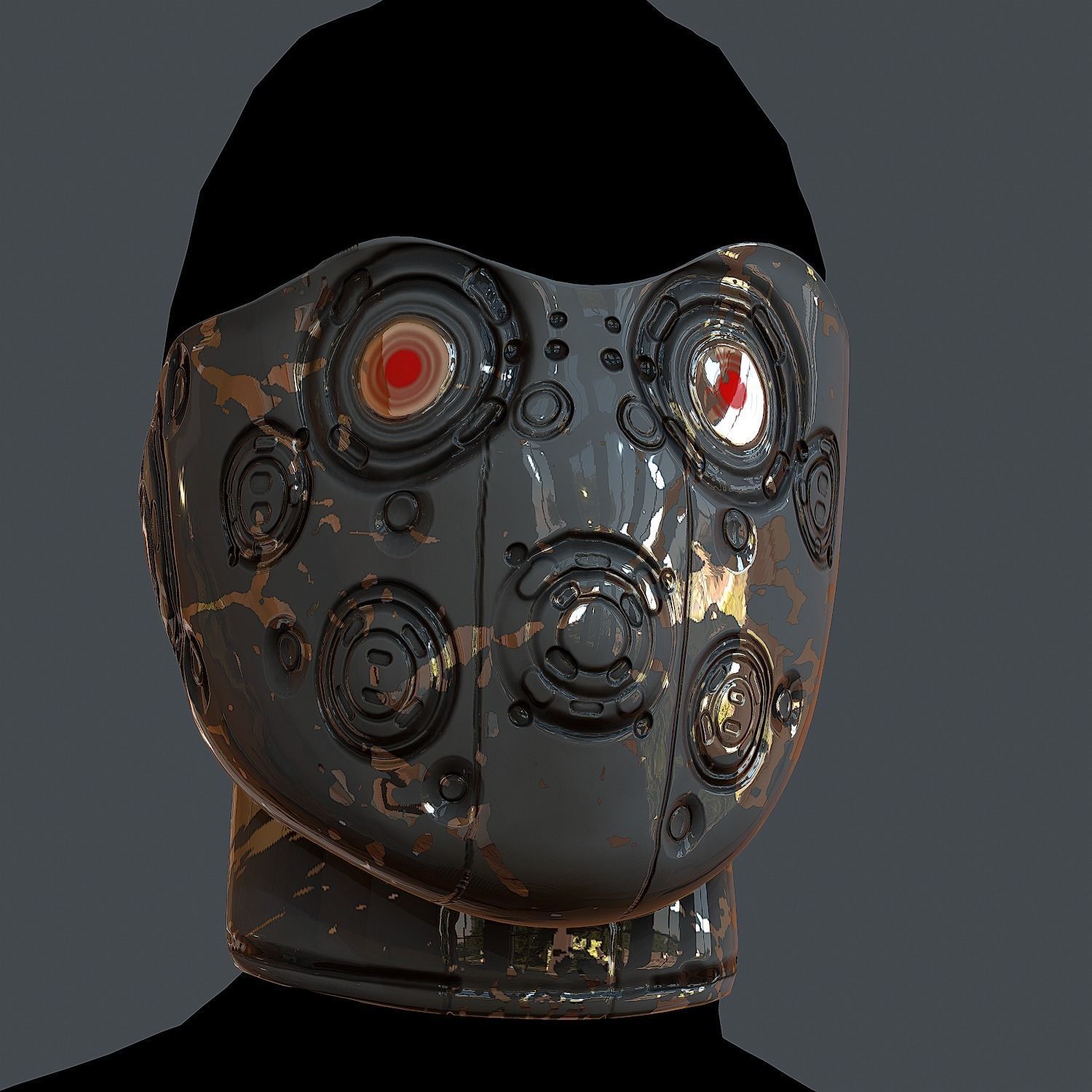 Gas mask helmet 3d model scifi Low-poly Low-poly 3D model Low-poly 3D model_4