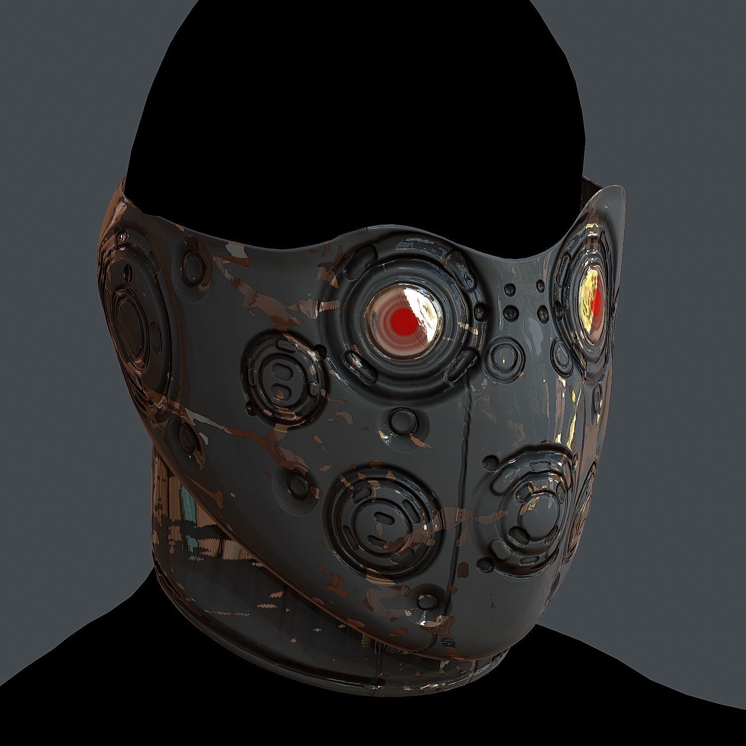 Gas mask helmet 3d model scifi Low-poly Low-poly 3D model Low-poly 3D model_2