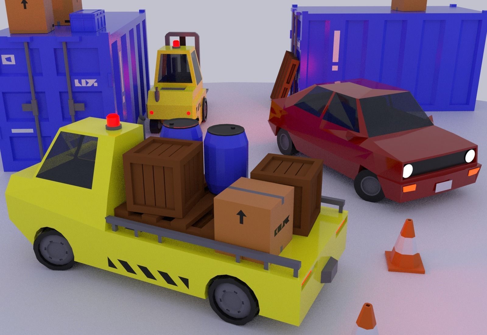 Low poly vehicles and props Free low-poly 3D model_16
